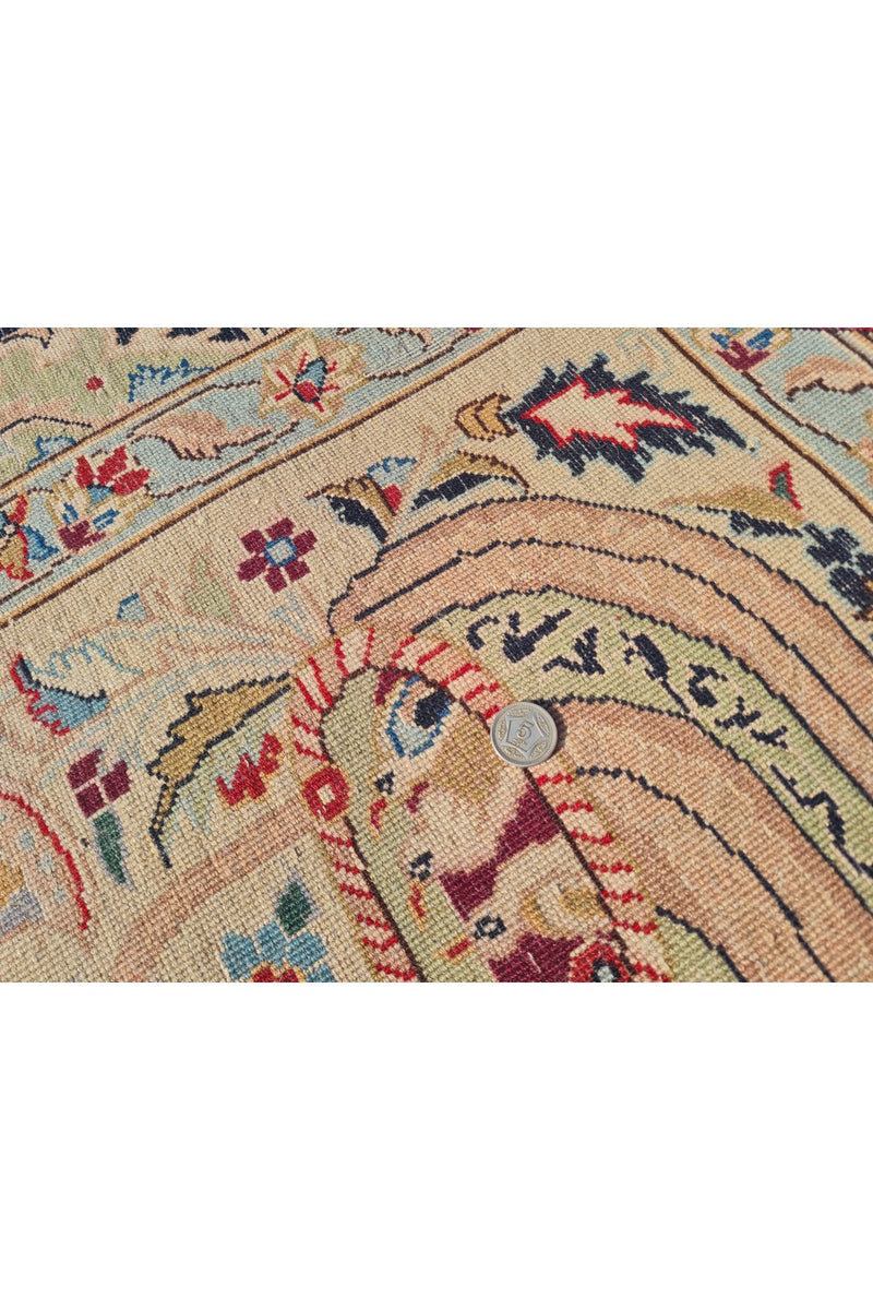 Authentic Hand Knotted Vintage Kashmour Pictorial Wool Area Rug 9.8 x 8.0 Ft (1557 Ger-4)