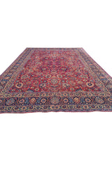 Authentic Hand Knotted Antique Qashoun Wool Area Rug 13.1 x 10.0 Ft (1561 Ger-4)