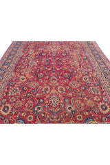 Authentic Hand Knotted Antique Qashoun Wool Area Rug 13.1 x 10.0 Ft (1561 Ger-4)