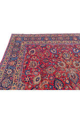 Authentic Hand Knotted Antique Qashoun Wool Area Rug 13.1 x 10.0 Ft (1561 Ger-4)