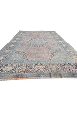 Authentic Hand Knotted Vintage Kashmiri Wool Area Rug 17.9 x 11.11 Ft (1565 Ger-4)