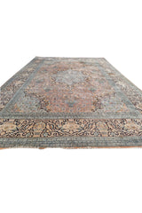 Authentic Hand Knotted Vintage Kashmiri Wool Area Rug 17.9 x 11.11 Ft (1565 Ger-4)