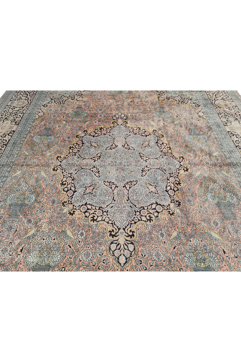 Authentic Hand Knotted Vintage Kashmiri Wool Area Rug 17.9 x 11.11 Ft (1565 Ger-4)