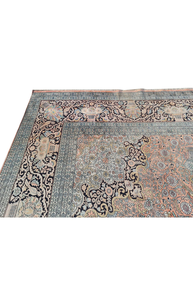 Authentic Hand Knotted Vintage Kashmiri Wool Area Rug 17.9 x 11.11 Ft (1565 Ger-4)