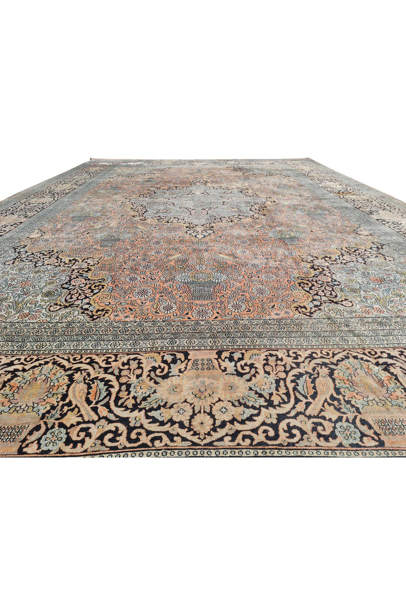 Authentic Hand Knotted Vintage Kashmiri Wool Area Rug 17.9 x 11.11 Ft (1565 Ger-4)
