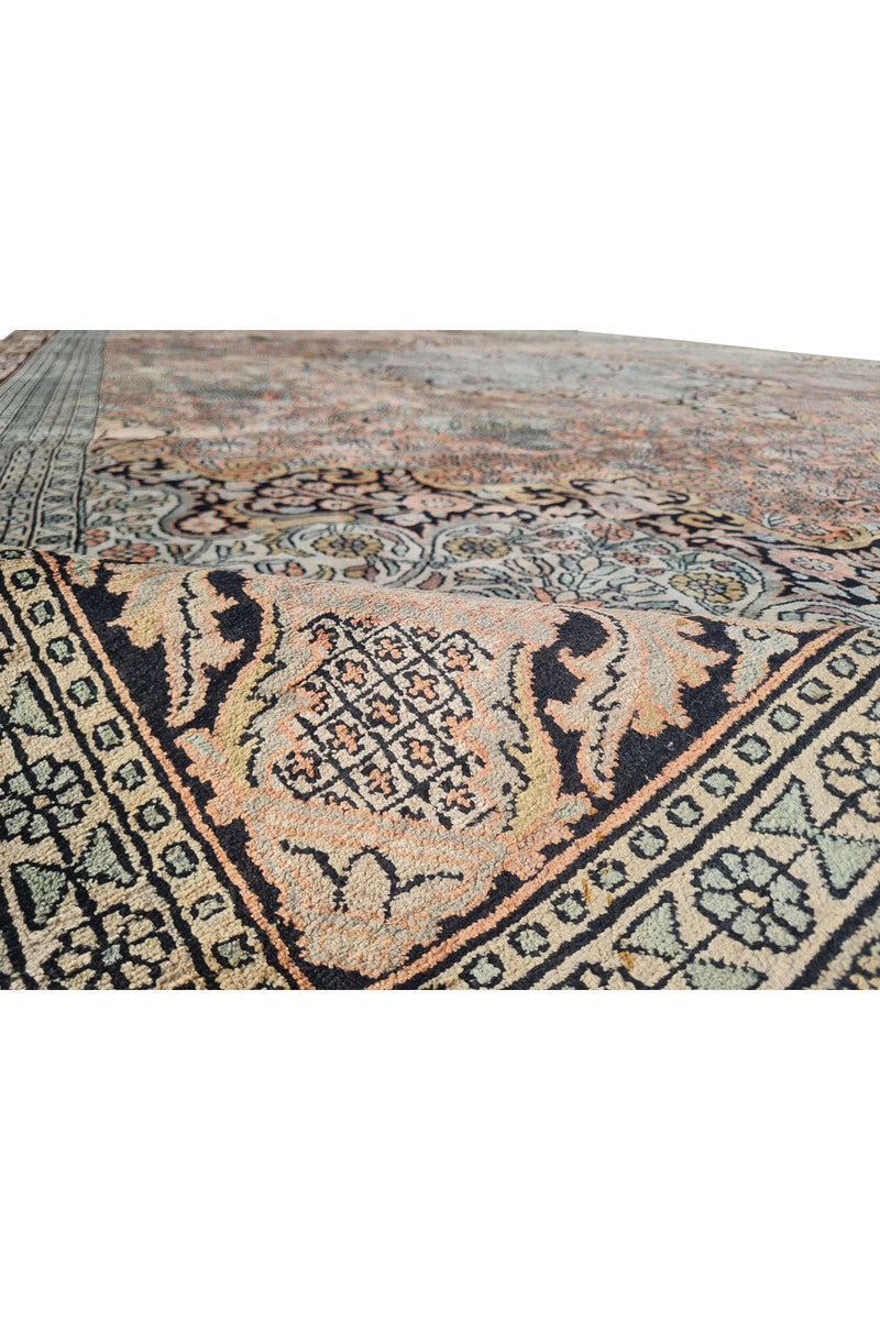 Authentic Hand Knotted Vintage Kashmiri Wool Area Rug 17.9 x 11.11 Ft (1565 Ger-4)