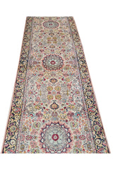 Amazing Hand Knotted Vintage Tribal Sino Pictorial Silk Area Runner Rug 9.5 x 2.5 Ft