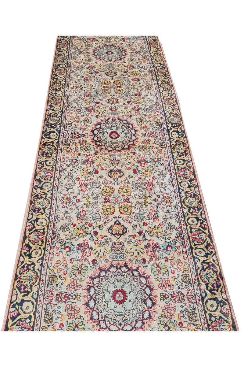Amazing Hand Knotted Vintage Tribal Sino Pictorial Silk Area Runner Rug 9.5 x 2.5 Ft