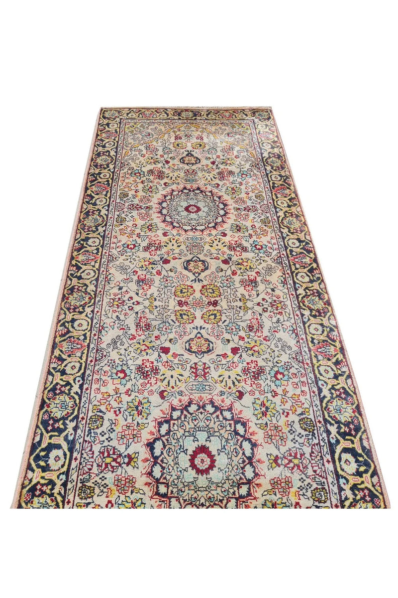 Amazing Hand Knotted Vintage Tribal Sino Pictorial Silk Area Runner Rug 9.5 x 2.5 Ft