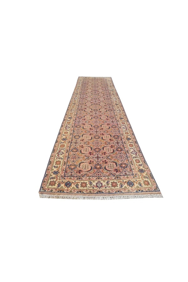 Amazing Hand Knotted Vintage Qashoun Wool Area Runner Rug 9.5 x 2.5 Ft
