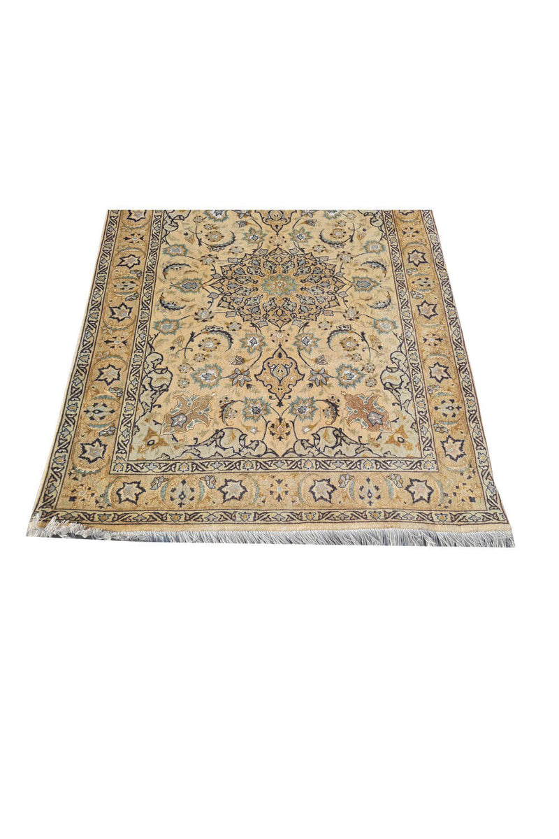 Authentic Hand Knotted Vintage Tabreez Wool Area Rug 4.9 x 3.4 Ft (1756 Ger-4)