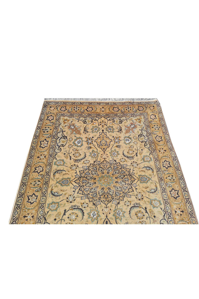 Authentic Hand Knotted Vintage Tabreez Wool Area Rug 4.9 x 3.4 Ft (1756 Ger-4)