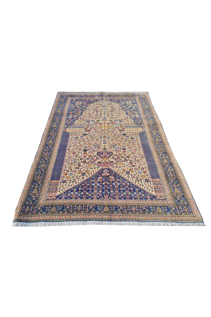 Authentic Hand Knotted Vintage Bijour Wool Area Rug 4.9 x 3.4 Ft (1760 Ger-4)