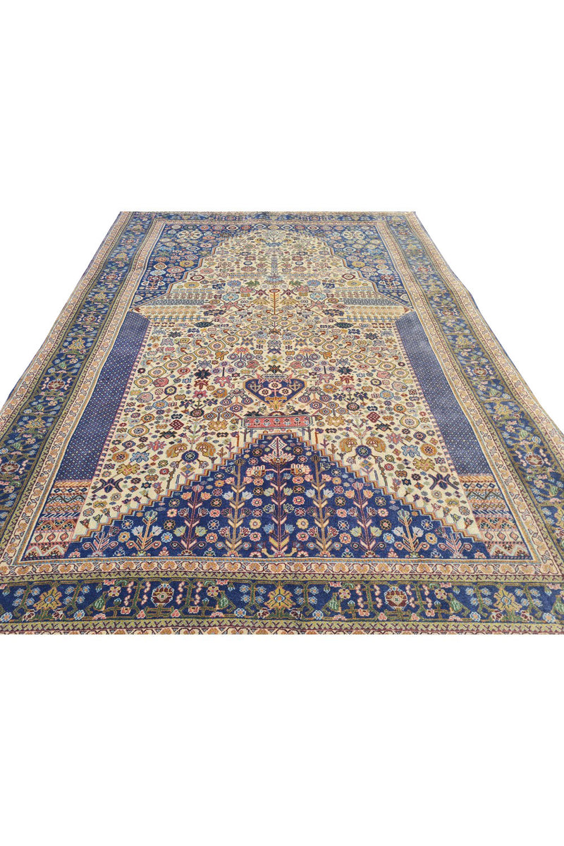 Authentic Hand Knotted Vintage Bijour Wool Area Rug 4.9 x 3.4 Ft (1760 Ger-4)