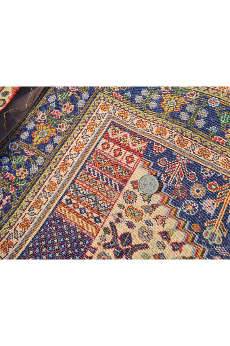 Authentic Hand Knotted Vintage Bijour Wool Area Rug 4.9 x 3.4 Ft (1760 Ger-4)