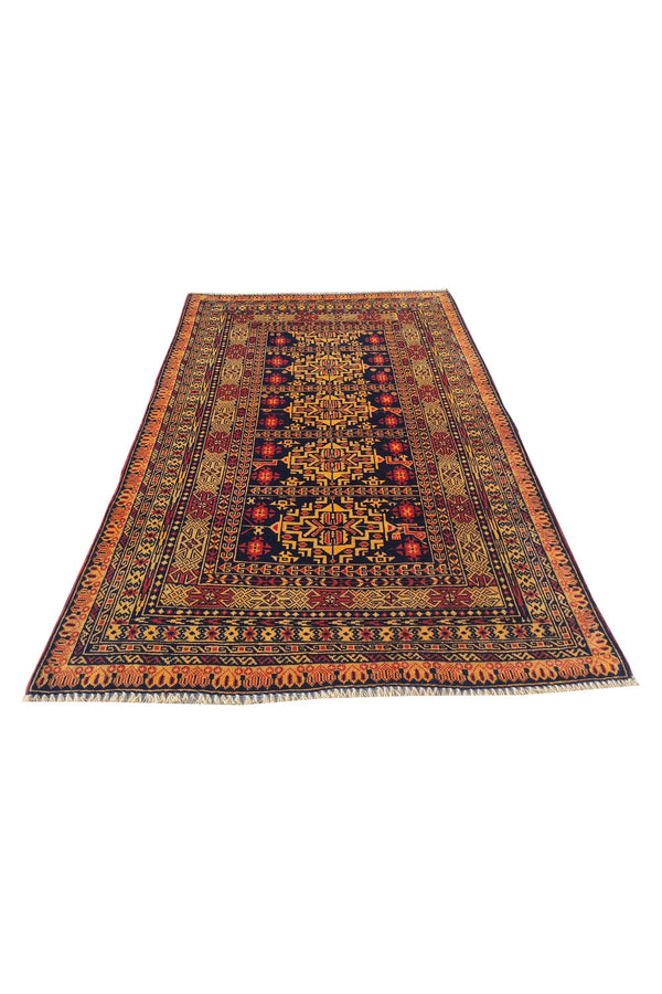 Authentic Hand Knotted Antique Al Khuja Wool Area Rug 4.10 x 3.2 Ft (1763 Ger-4)
