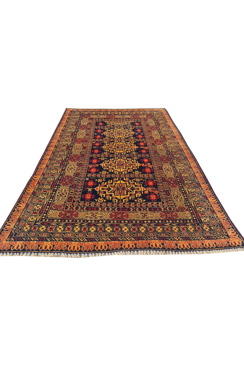 Authentic Hand Knotted Antique Al Khuja Wool Area Rug 4.10 x 3.2 Ft (1763 Ger-4)
