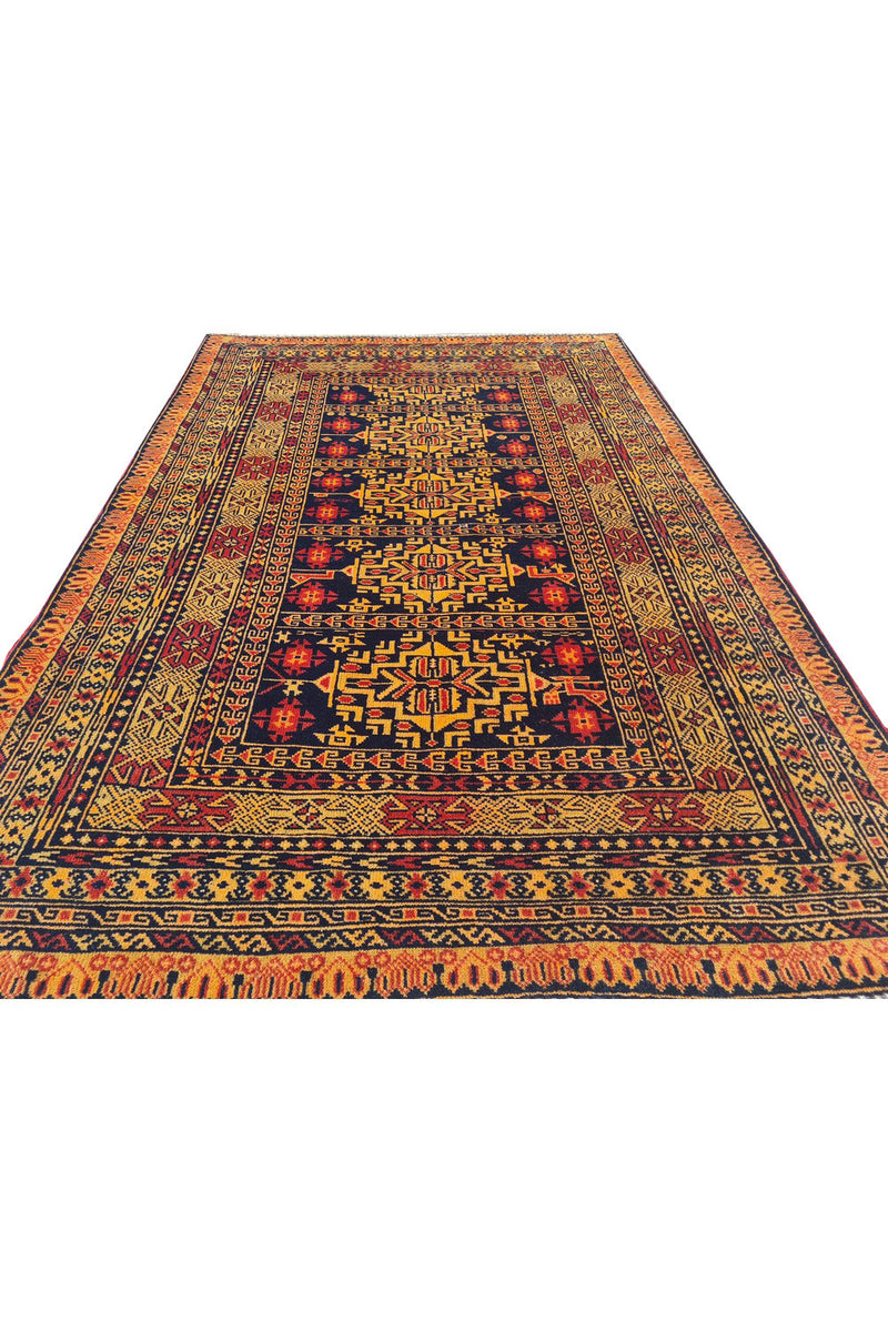 Authentic Hand Knotted Antique Al Khuja Wool Area Rug 4.10 x 3.2 Ft (1763 Ger-4)