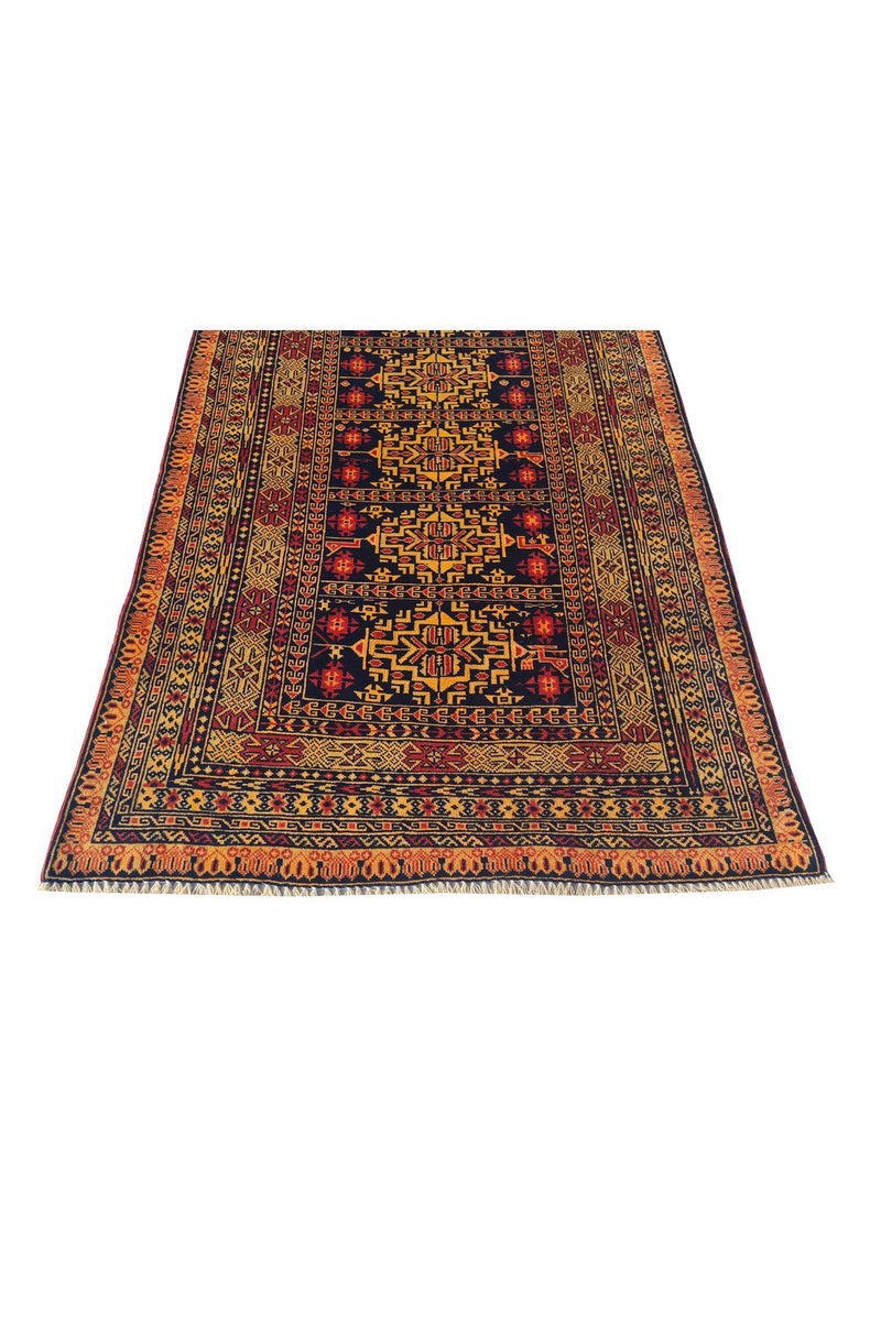 Authentic Hand Knotted Antique Al Khuja Wool Area Rug 4.10 x 3.2 Ft (1763 Ger-4)