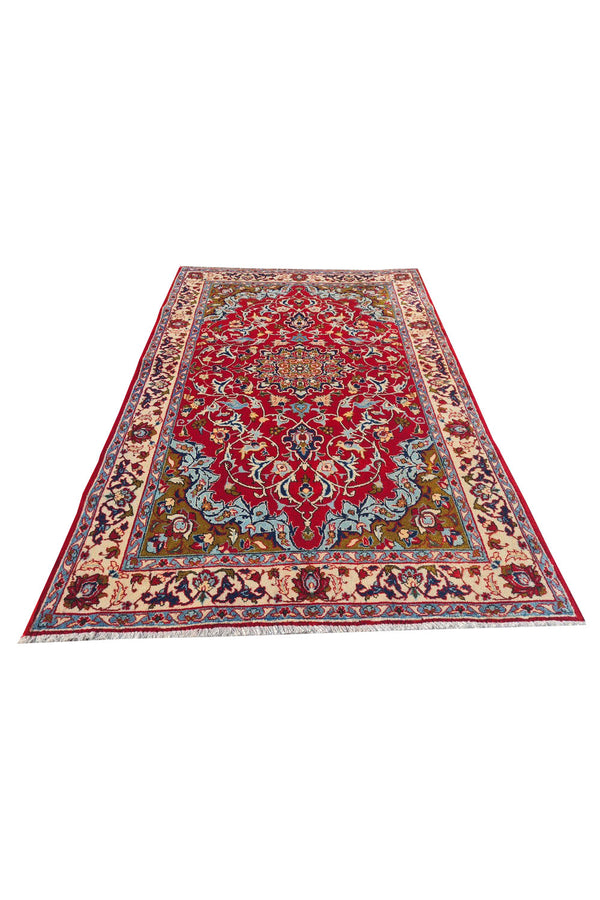 Authentic Hand Knotted Vintage Isfahan Wool Area Rug 5.2 x 3.6 Ft (1768 Ger-4)