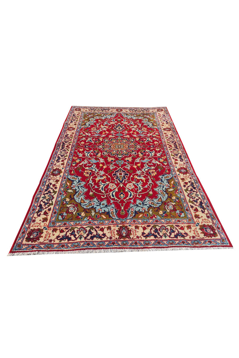 Authentic Hand Knotted Vintage Isfahan Wool Area Rug 5.2 x 3.6 Ft (1768 Ger-4)