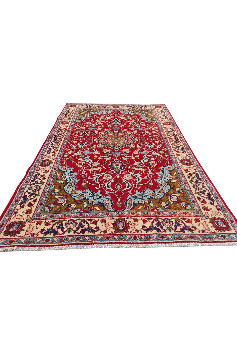 Authentic Hand Knotted Vintage Isfahan Wool Area Rug 5.2 x 3.6 Ft (1768 Ger-4)