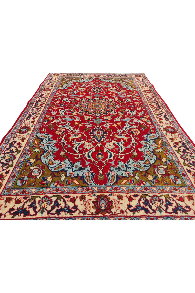Authentic Hand Knotted Vintage Isfahan Wool Area Rug 5.2 x 3.6 Ft (1768 Ger-4)