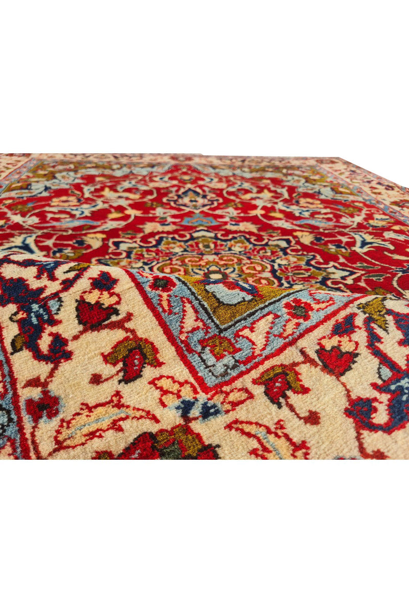 Authentic Hand Knotted Vintage Isfahan Wool Area Rug 5.2 x 3.6 Ft (1768 Ger-4)