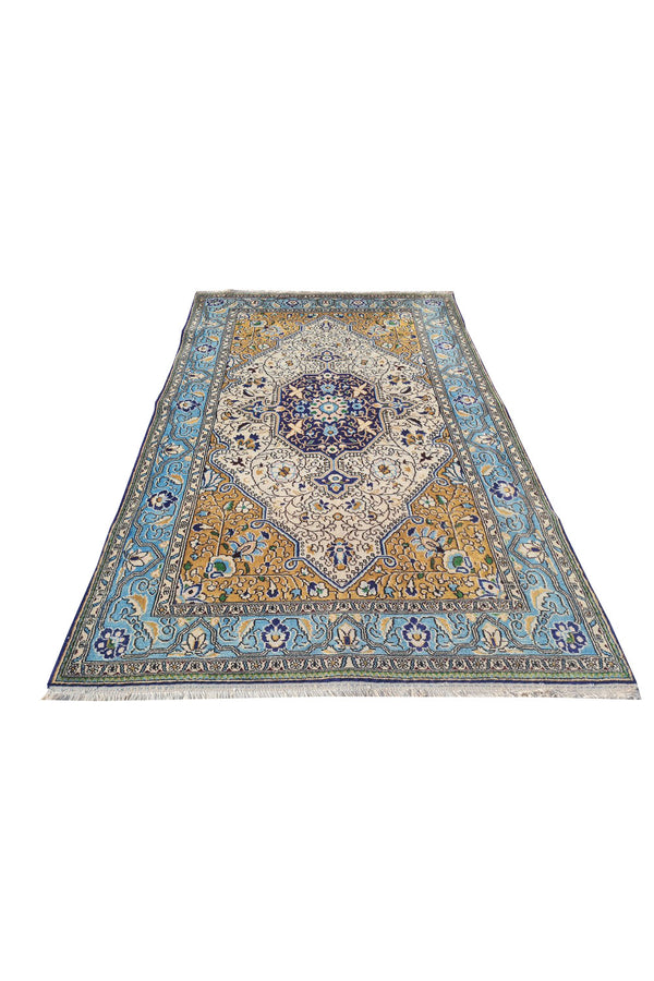 Authentic Hand Knotted Vintage Pashmin Koum Wool Area Rug 5.5 x 3.5 Ft (1769 Ger-4)
