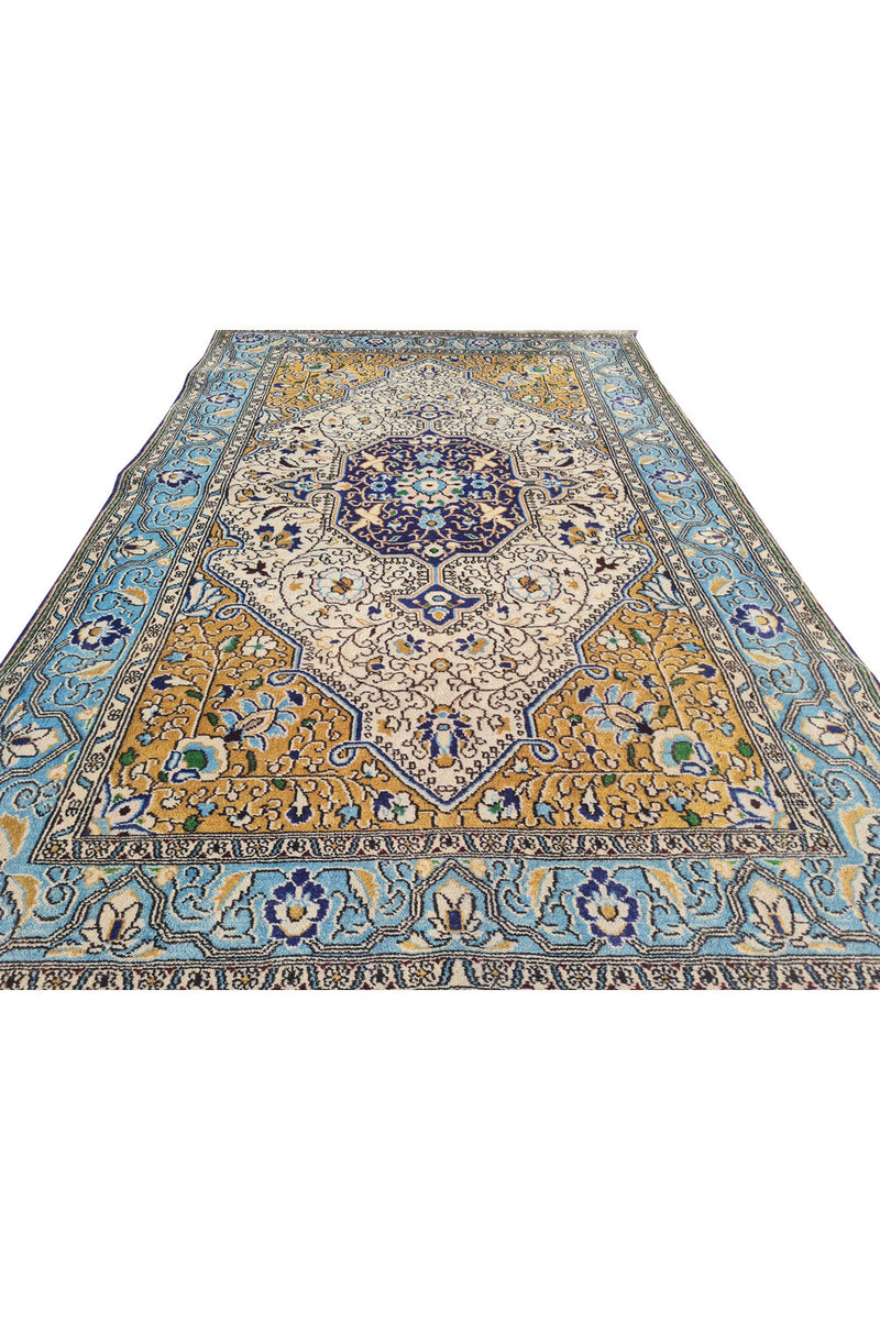 Authentic Hand Knotted Vintage Pashmin Koum Wool Area Rug 5.5 x 3.5 Ft (1769 Ger-4)