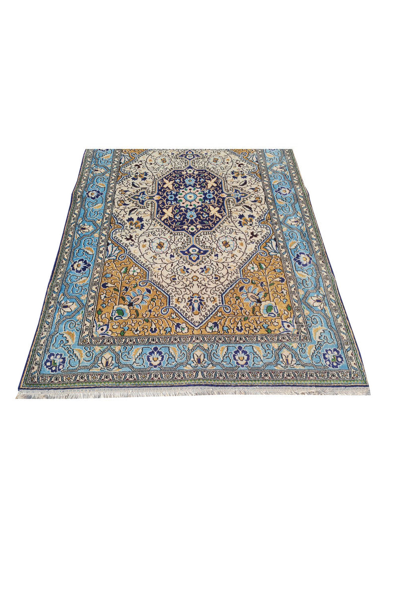 Authentic Hand Knotted Vintage Pashmin Koum Wool Area Rug 5.5 x 3.5 Ft (1769 Ger-4)
