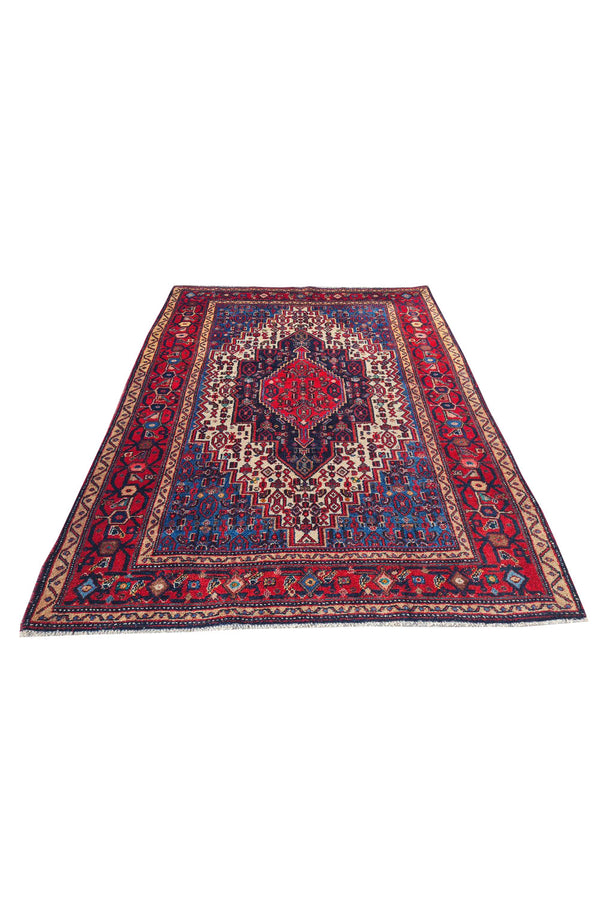 Authentic Hand Knotted Vintage Ceena Wool Area Rug 5.1 x 3.10 Ft (1772 Ger-4)