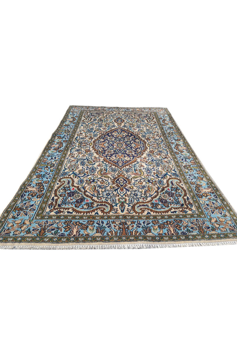 Authentic Hand Knotted Vintage Pashmin Koum Wool Area Rug 5.2 x 3.4 Ft (1774 Ger-4)