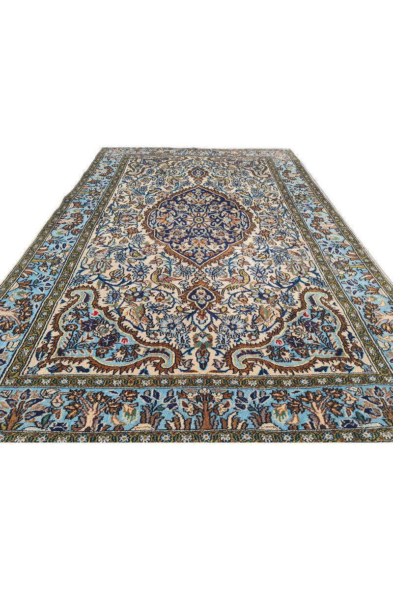Authentic Hand Knotted Vintage Pashmin Koum Wool Area Rug 5.2 x 3.4 Ft (1774 Ger-4)