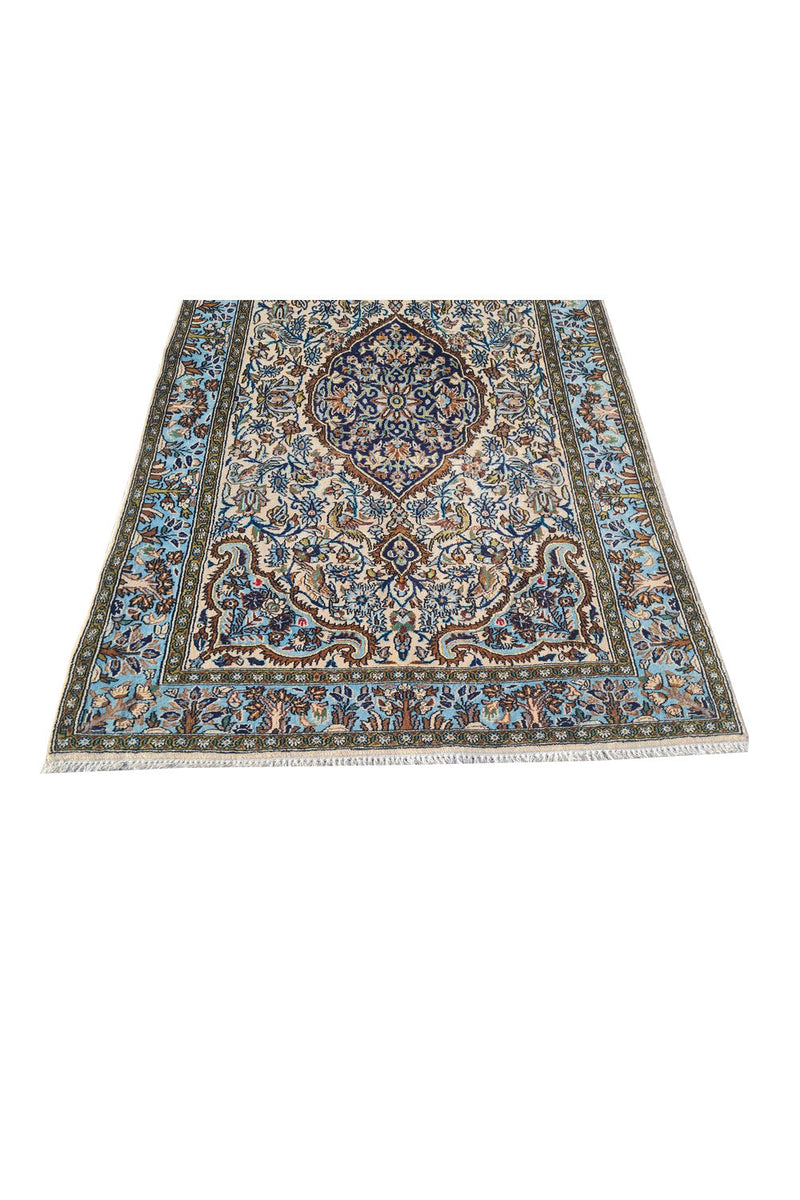 Authentic Hand Knotted Vintage Pashmin Koum Wool Area Rug 5.2 x 3.4 Ft (1774 Ger-4)