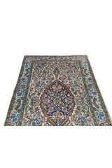 Authentic Hand Knotted Vintage Pashmin Koum Wool Area Rug 5.2 x 3.4 Ft (1774 Ger-4)