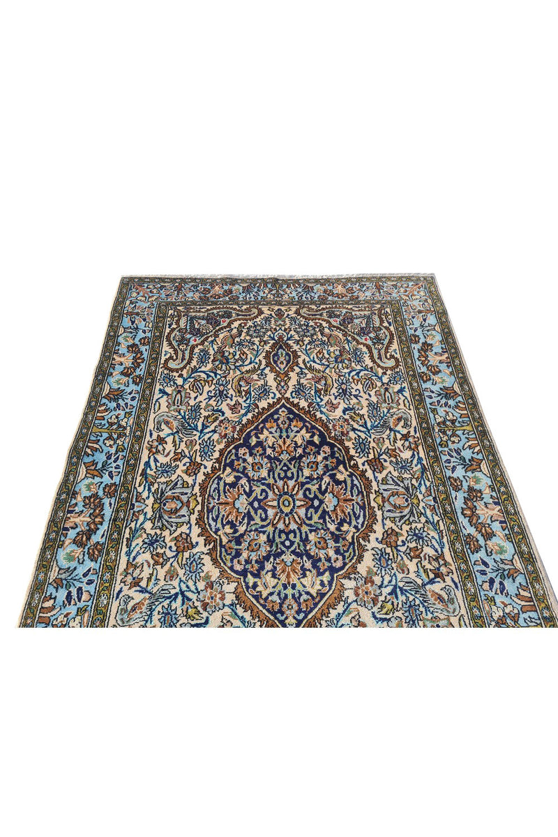 Authentic Hand Knotted Vintage Pashmin Koum Wool Area Rug 5.2 x 3.4 Ft (1774 Ger-4)