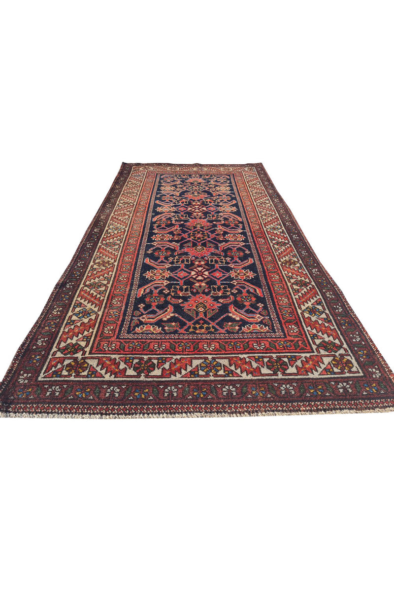 Authentic Hand Knotted Antique Hamidoun Wool Area Rug 6.4 x 3.4 Ft (1775 Ger-4)