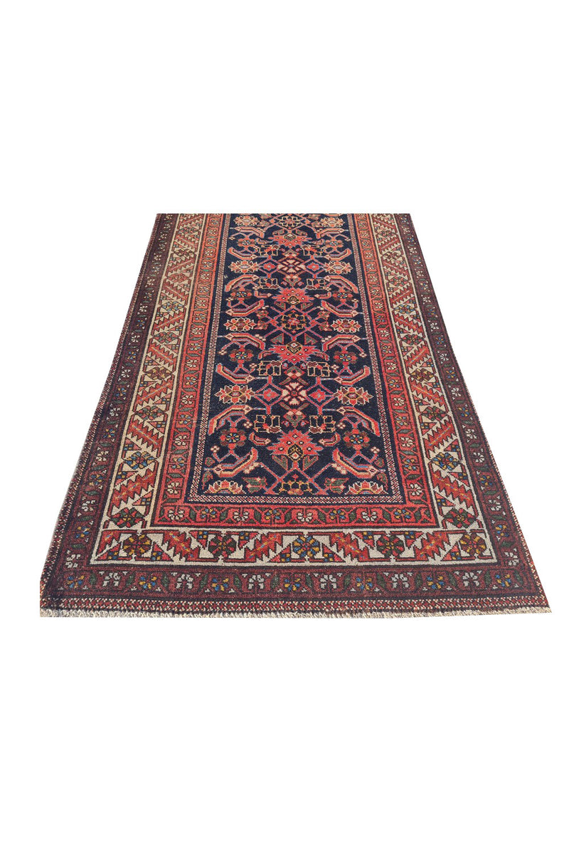 Authentic Hand Knotted Antique Hamidoun Wool Area Rug 6.4 x 3.4 Ft (1775 Ger-4)