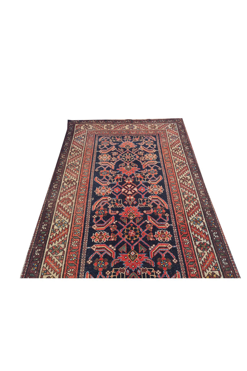 Authentic Hand Knotted Antique Hamidoun Wool Area Rug 6.4 x 3.4 Ft (1775 Ger-4)