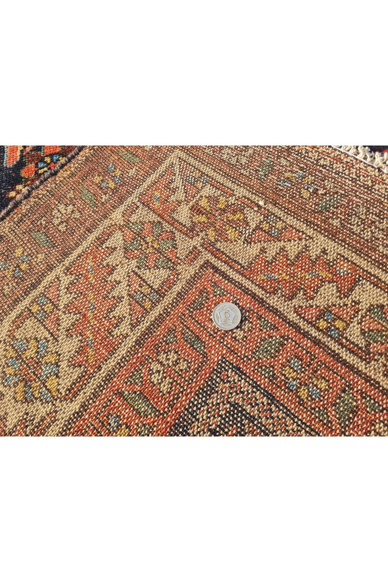 Authentic Hand Knotted Antique Hamidoun Wool Area Rug 6.4 x 3.4 Ft (1775 Ger-4)