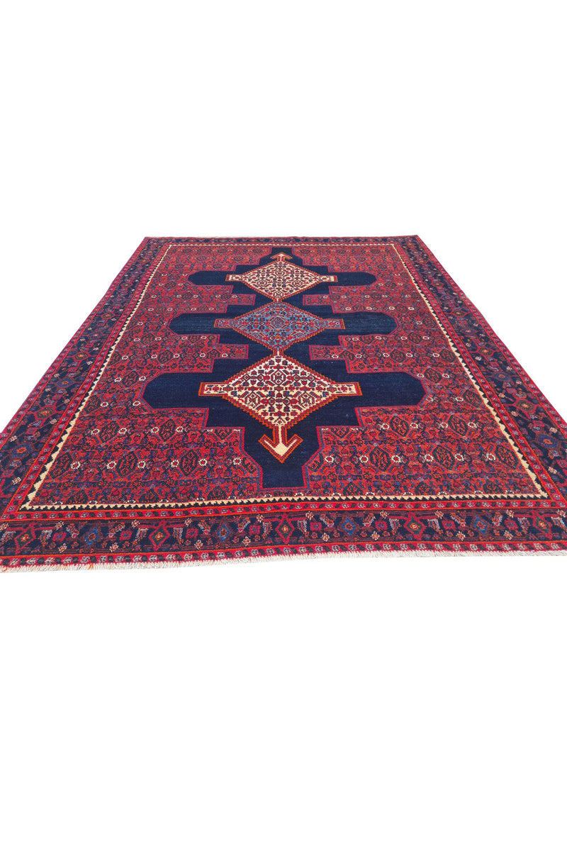 Authentic Hand Knotted Vintage Ceena Wool Area Rug 6.7 x 5.0 Ft (1809 Ger-4)