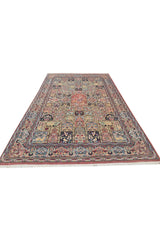 Authentic Hand Knotted Vintage Double Knot Pictorial Wool Area Rug 7.2 x 4.5 Ft (1813 Ger-4)