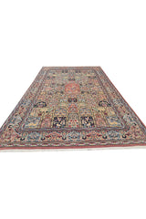 Authentic Hand Knotted Vintage Double Knot Pictorial Wool Area Rug 7.2 x 4.5 Ft (1813 Ger-4)