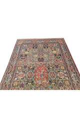 Authentic Hand Knotted Vintage Double Knot Pictorial Wool Area Rug 7.2 x 4.5 Ft (1813 Ger-4)