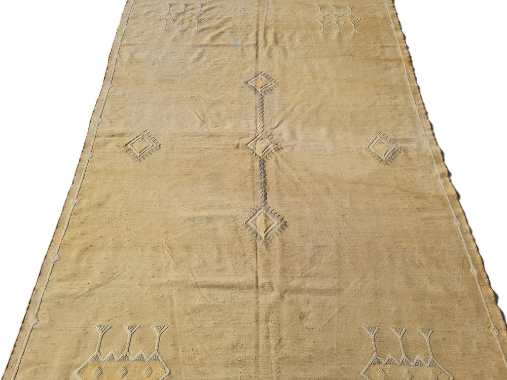 Amazing Hand Knotted Vintage Morocco Sumouk Kilim Silk Area Rug 8 x 5 Ft