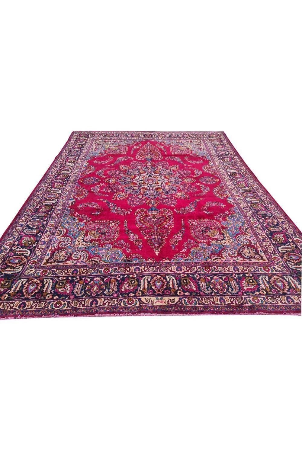 Amazing Hand Knotted Vintage Mashoud Wool Area Rug 12.10 x 9.10 Ft