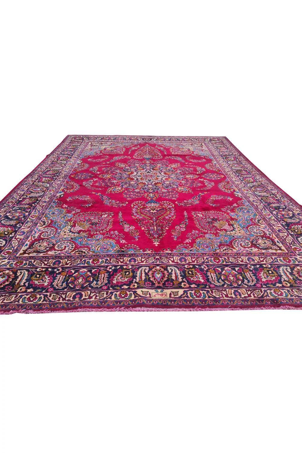 Amazing Hand Knotted Vintage Mashoud Wool Area Rug 12.10 x 9.10 Ft