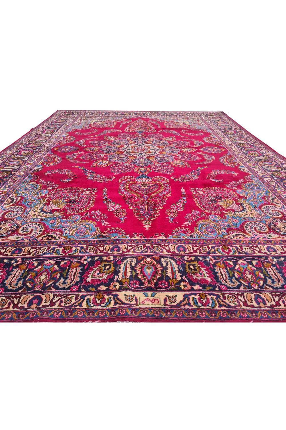 Amazing Hand Knotted Vintage Mashoud Wool Area Rug 12.10 x 9.10 Ft