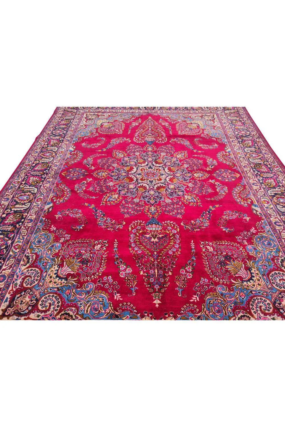 Amazing Hand Knotted Vintage Mashoud Wool Area Rug 12.10 x 9.10 Ft